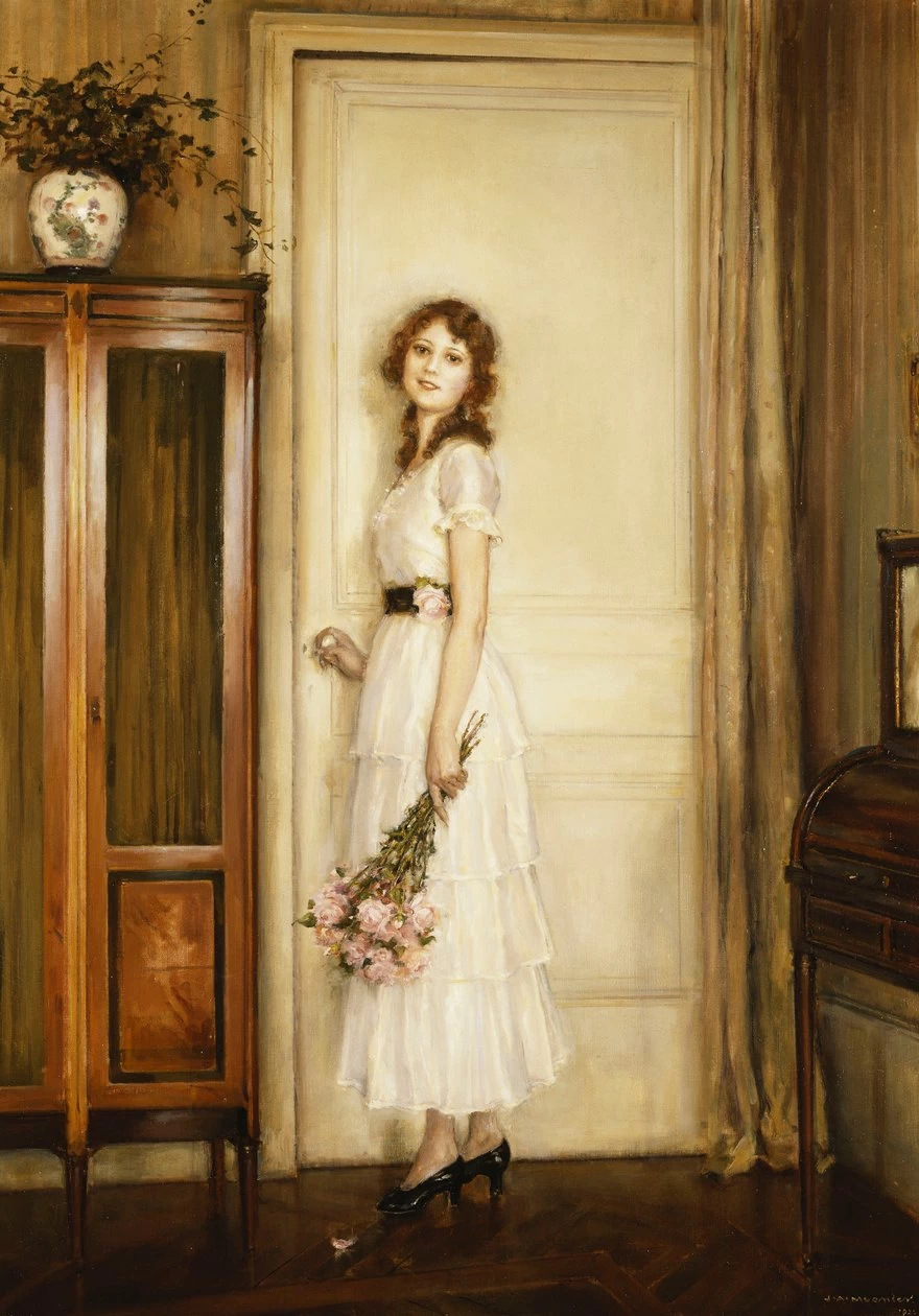 Alla porta o Giovane donna con rose